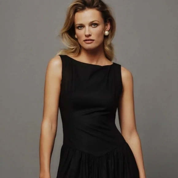 ANTHROPOLOGIE REFORMATION ELVIRA OPEN BACK MIDI DRESS BLACK ORGANIC COTTON 6 NWT - Picture 9 of 13